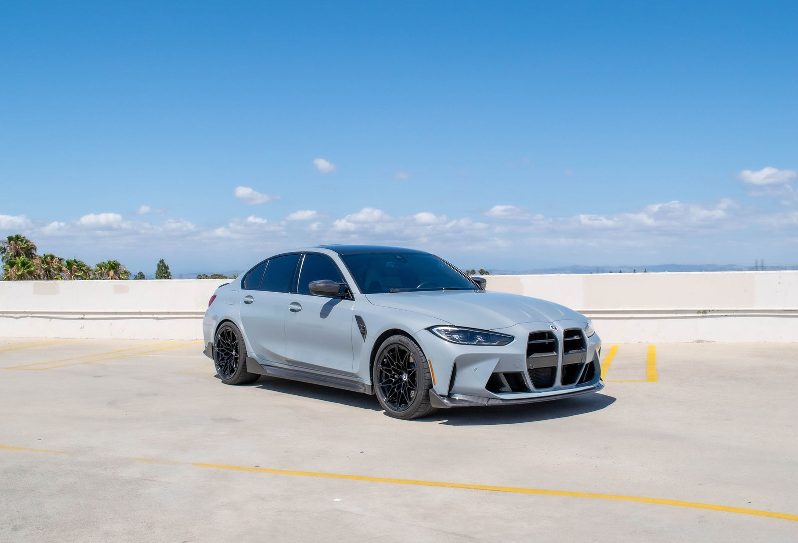Grey BMW M3 for rent in Orange County (view 2)