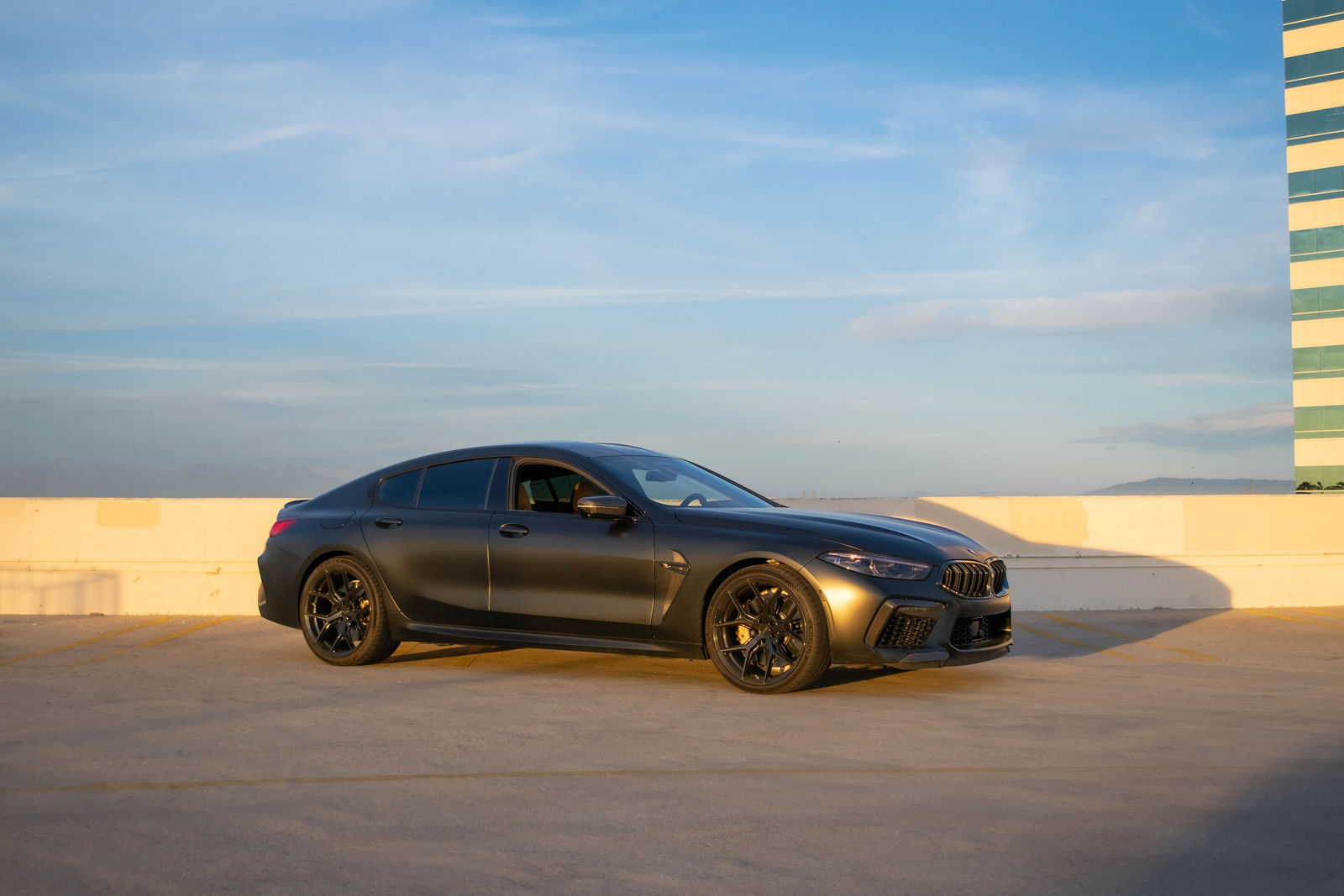 Satin Black BMW M8 for rent in Orange County (view 2)