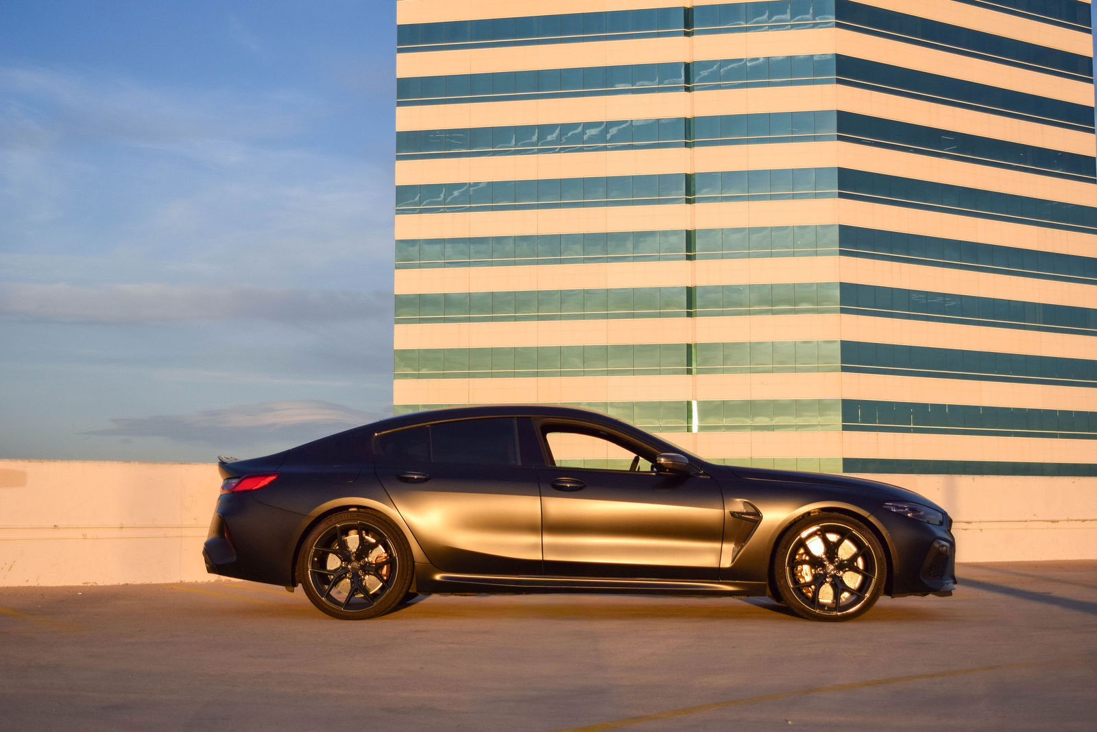 Satin Black BMW M8 for rent in Orange County (view 5)