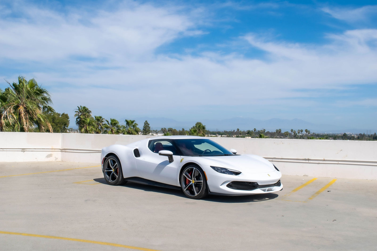 White Ferrari 296 GTB for rent in Orange County (view 2)