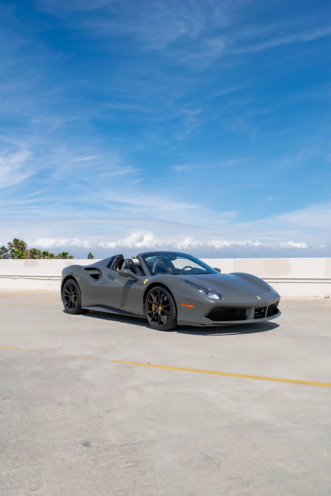 Grey Ferrari 488 Spider for rent in Orange County (view 3)