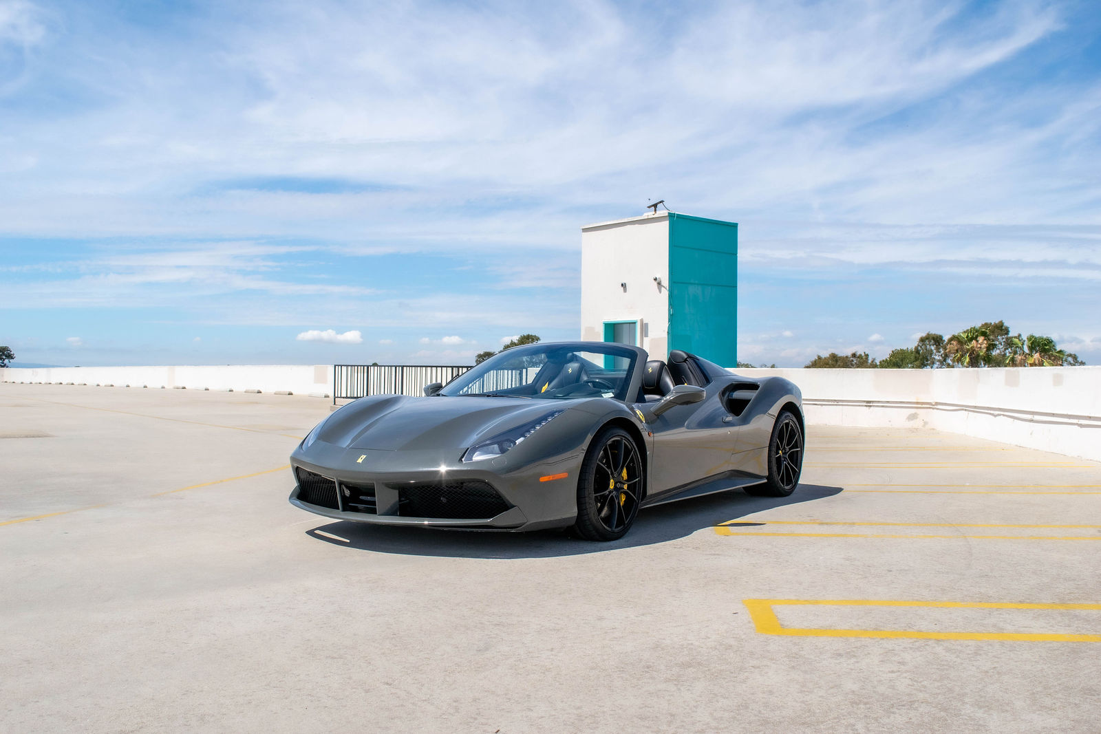 Grey Ferrari 488 Spider for rent in Orange County (view 4)