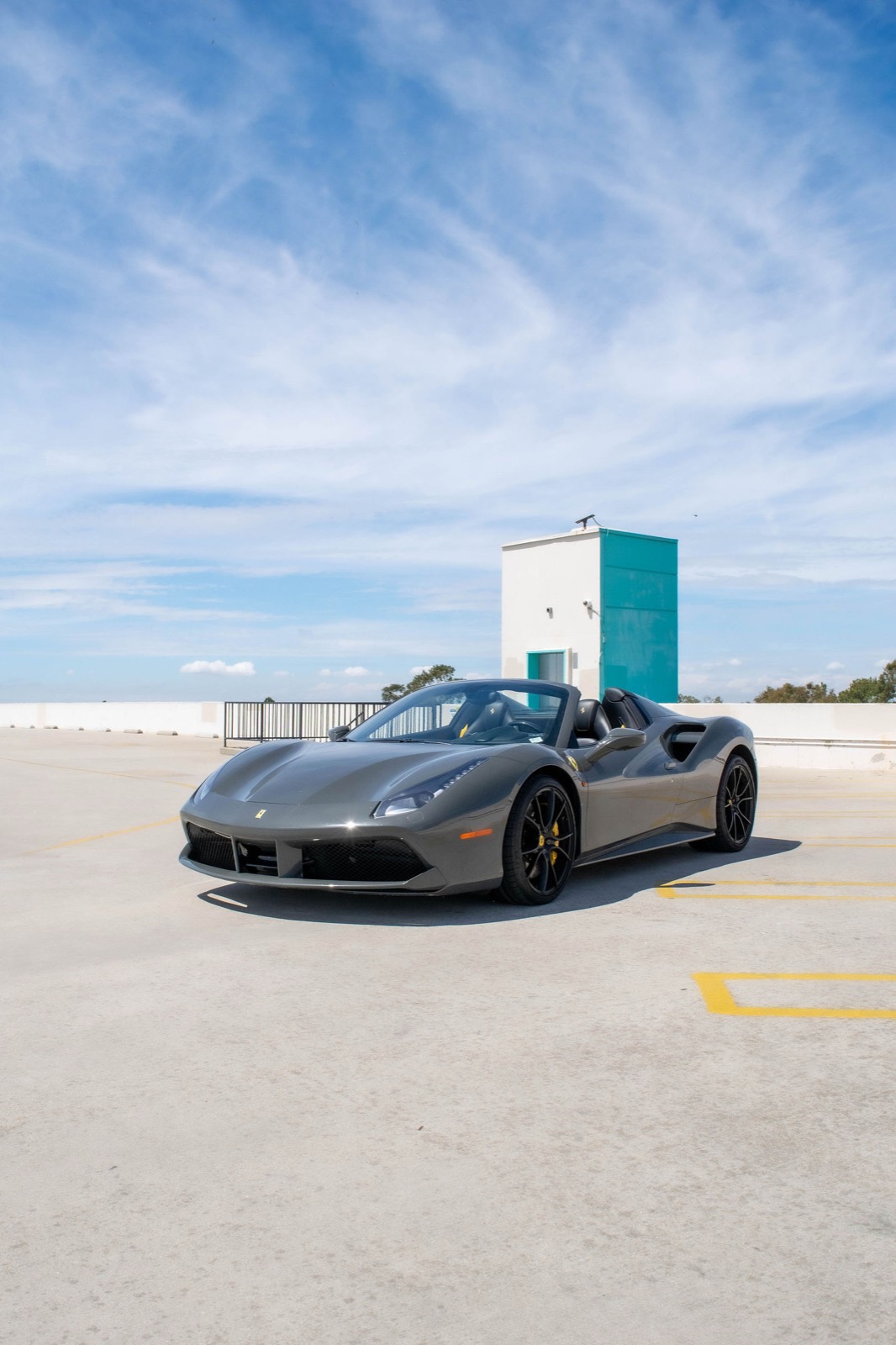 Grey Ferrari 488 Spider for rent in Orange County (view 5)