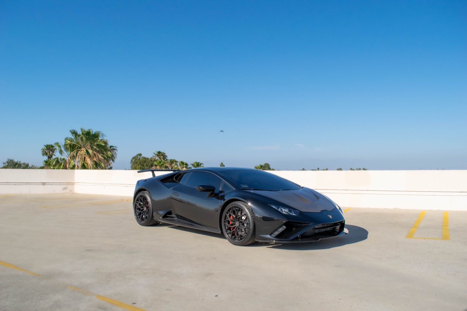 Black Lamborghini Huracán for rent in Orange County