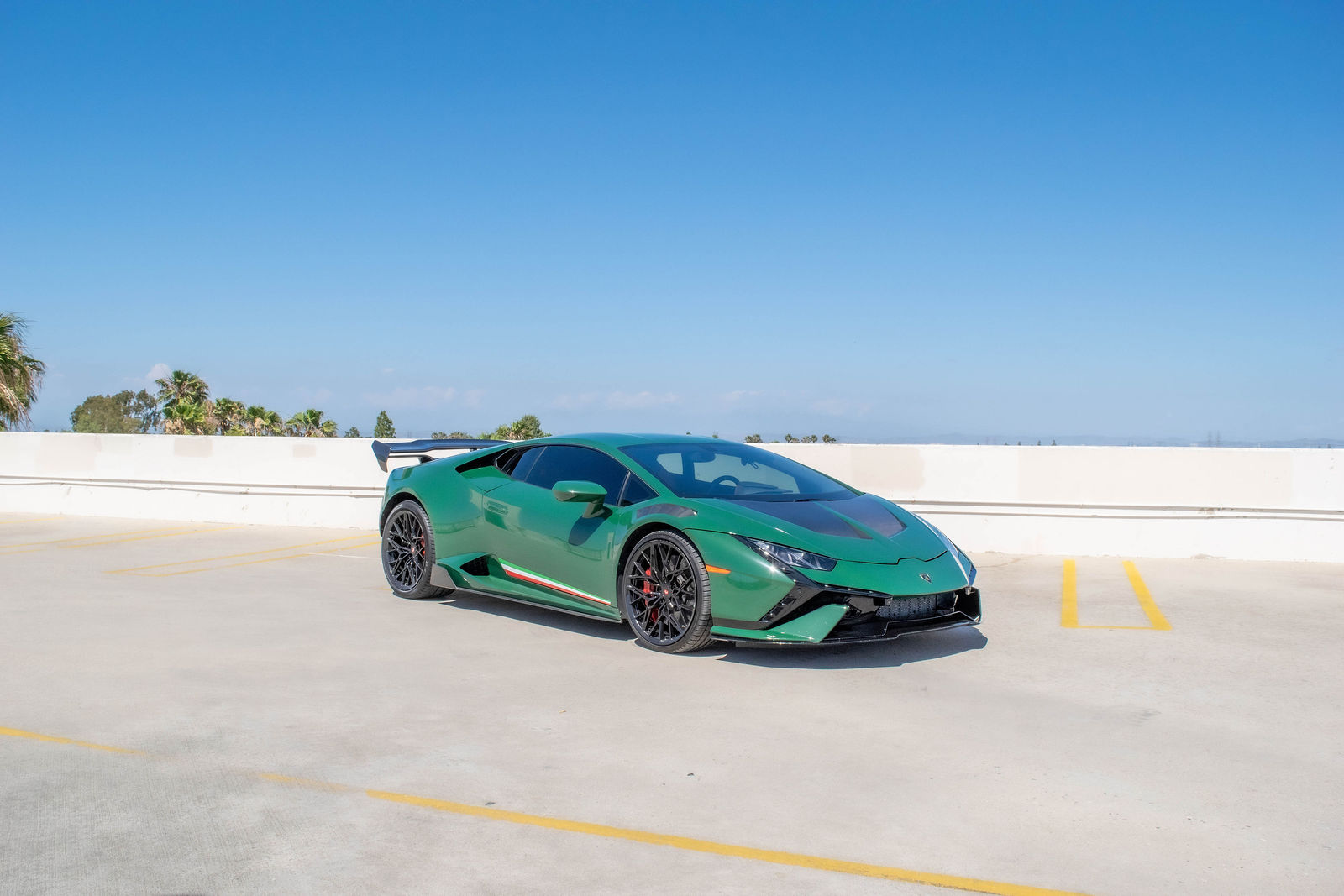 Green Lamborghini Huracán for rent in Orange County (view 2)