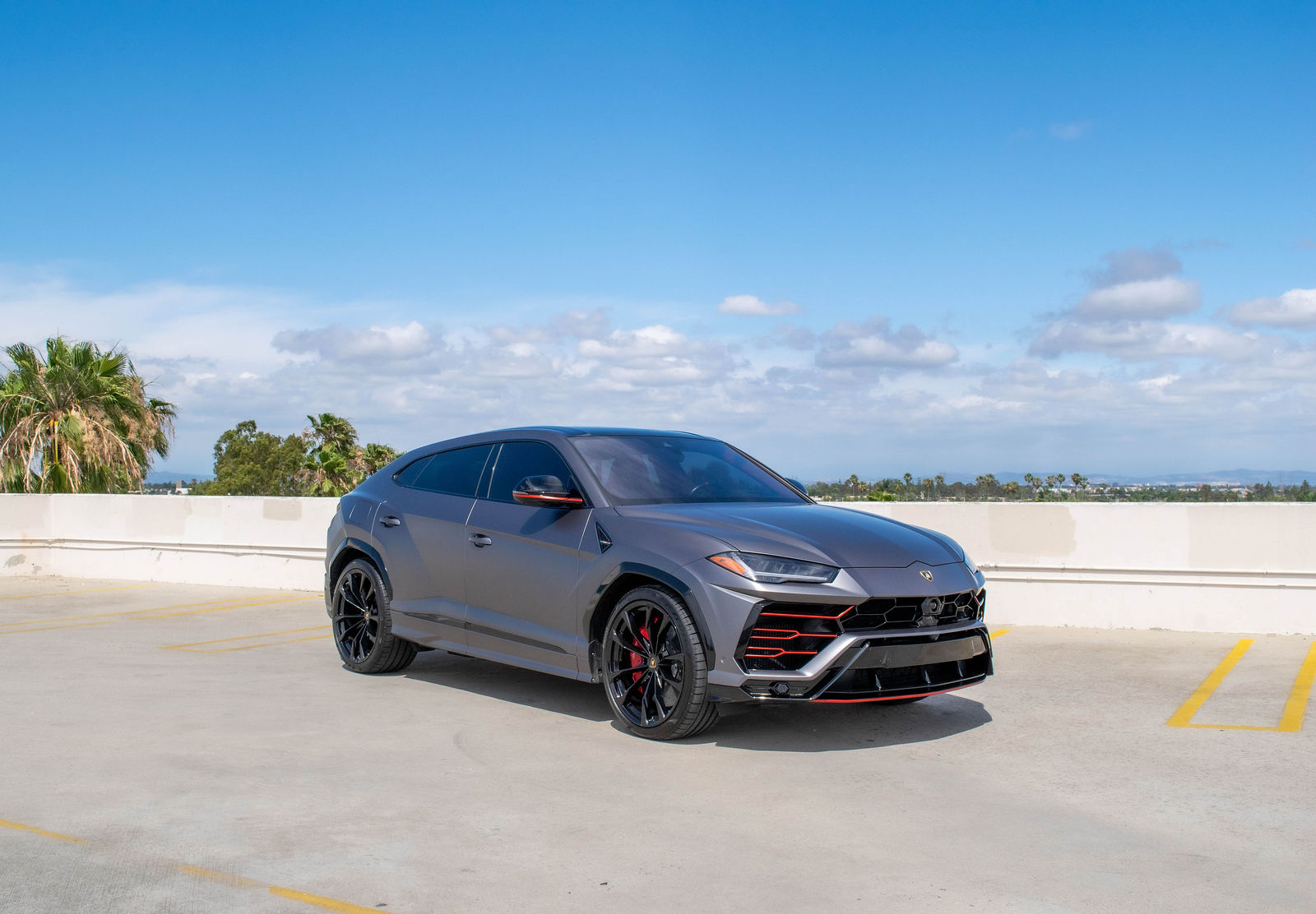 Grey Lamborghini Urus for rent in Orange County (view 2)