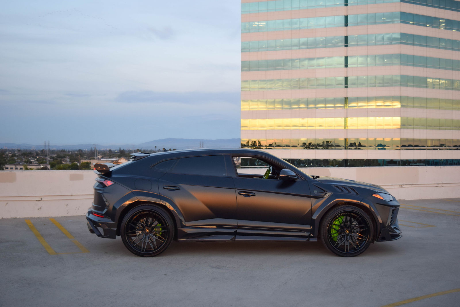 Satin Black Lamborghini Urus for rent in Orange County (view 3)