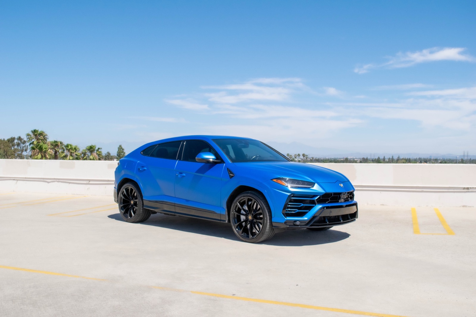 Blue Lamborghini Urus for rent in Orange County