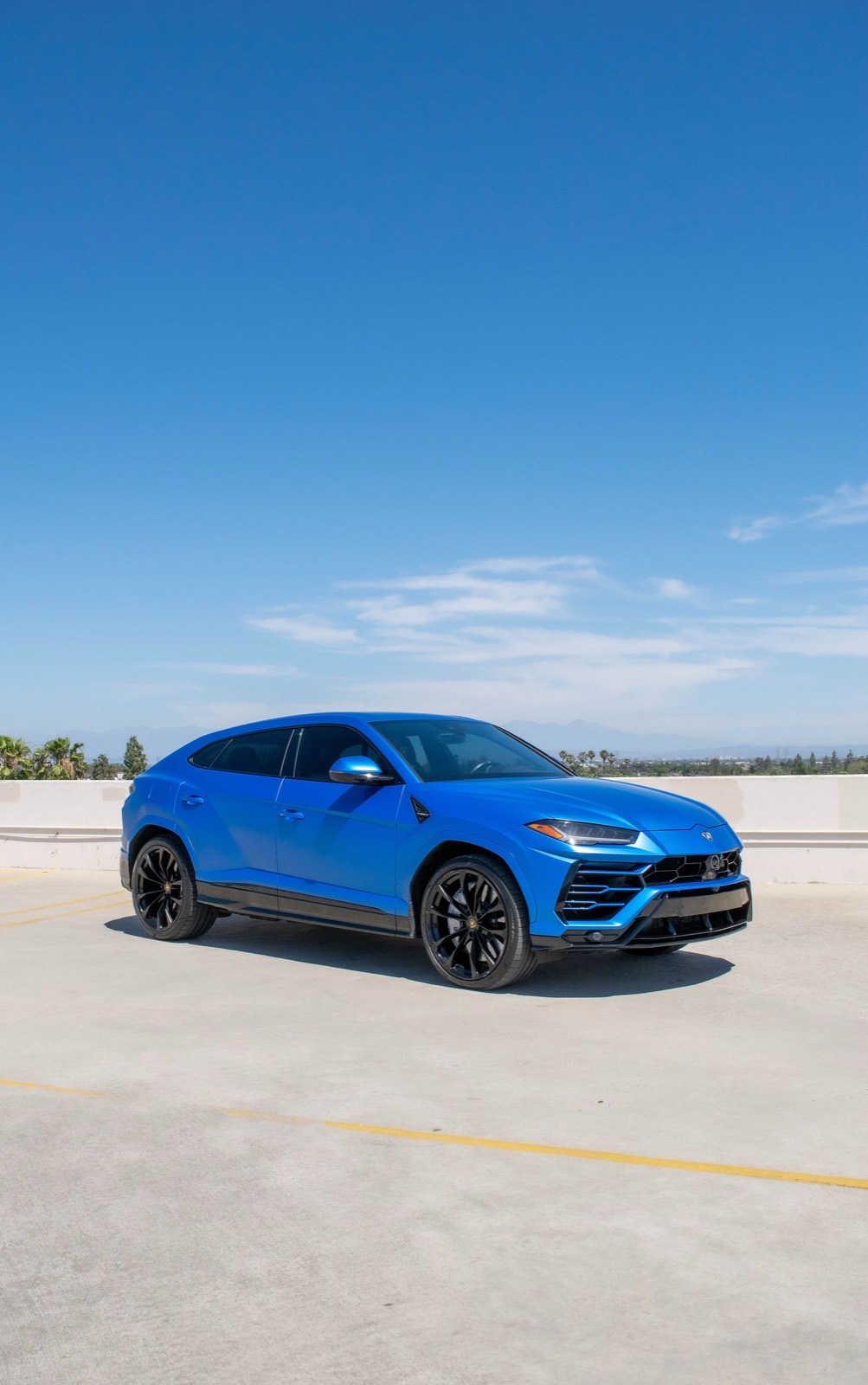 Blue Lamborghini Urus for rent in Orange County (view 3)