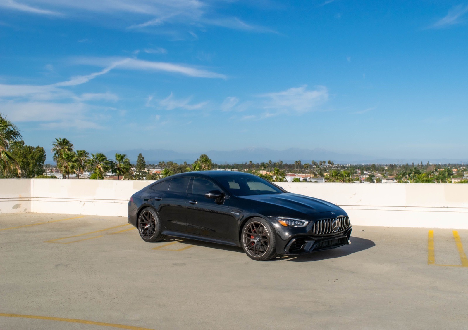 Black Mercedes-Benz AMG GT for rent in Orange County