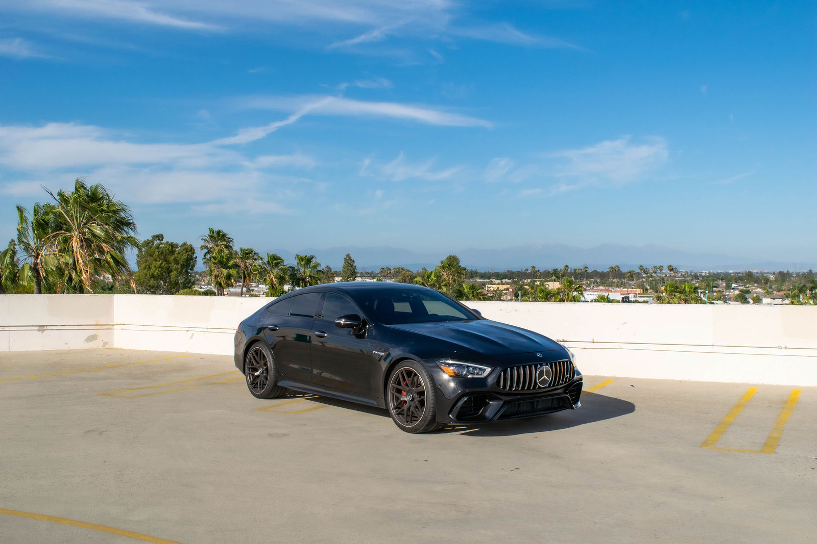Black Mercedes-Benz AMG GT for rent in Orange County (view 2)