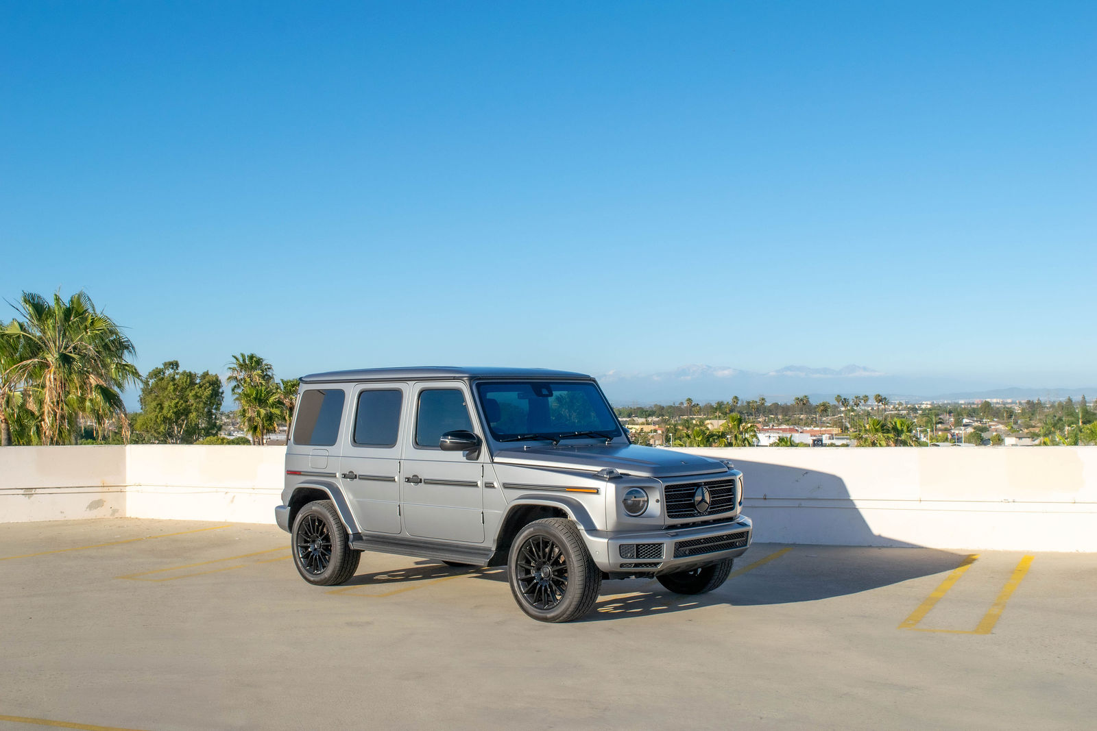 Grey Mercedes-Benz G-Wagon for rent in Orange County (view 2)