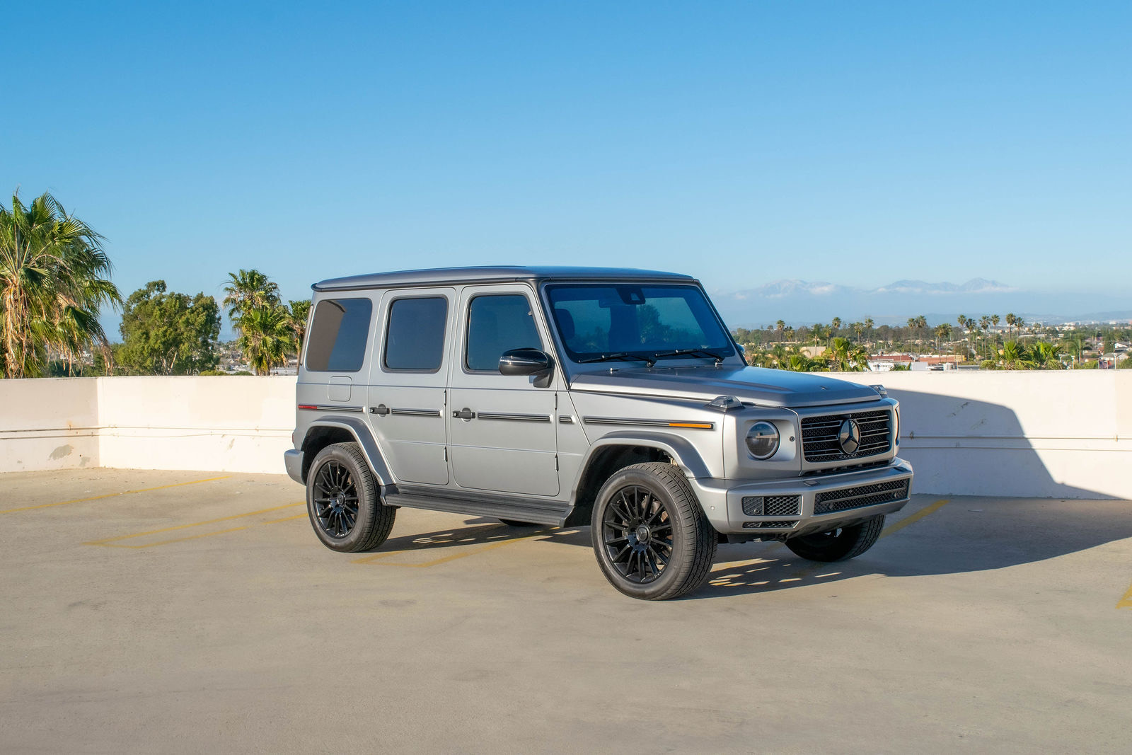 Grey Mercedes-Benz G-Wagon for rent in Orange County (view 3)