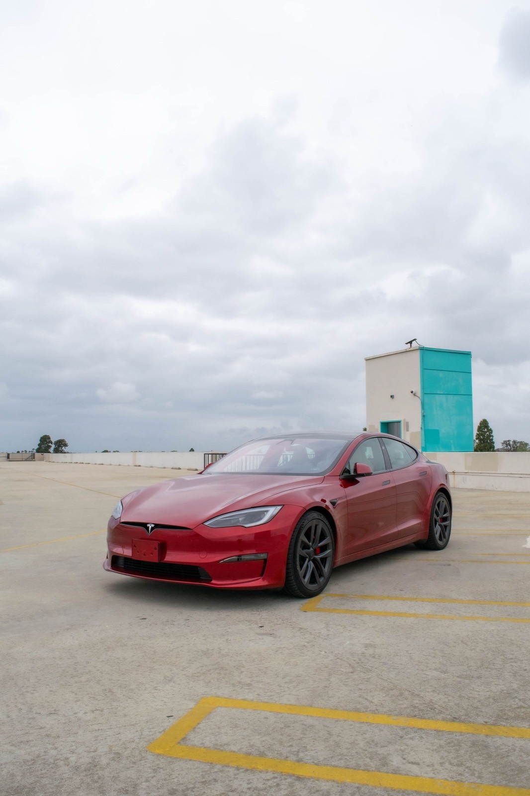 Red Tesla Model S for rent in Orange County (view 4)